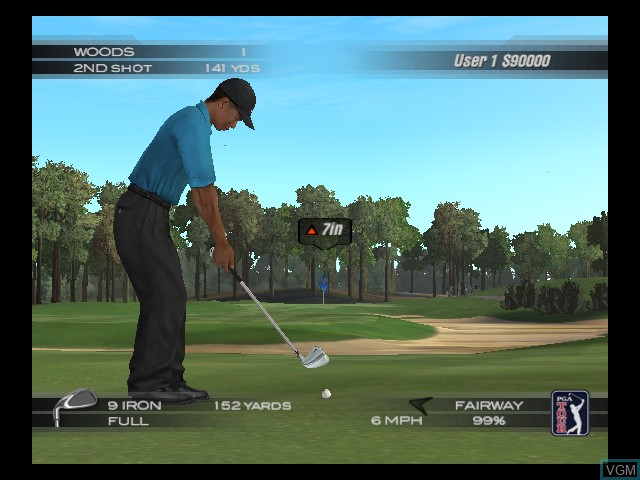 In-game screen of the game Tiger Woods PGA Tour 2004 on Microsoft Xbox