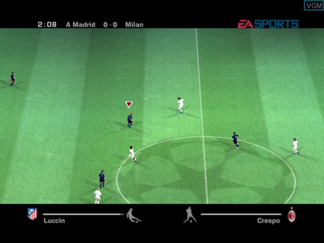 In-game screen of the game UEFA Champions League 2004-2005 on Microsoft Xbox