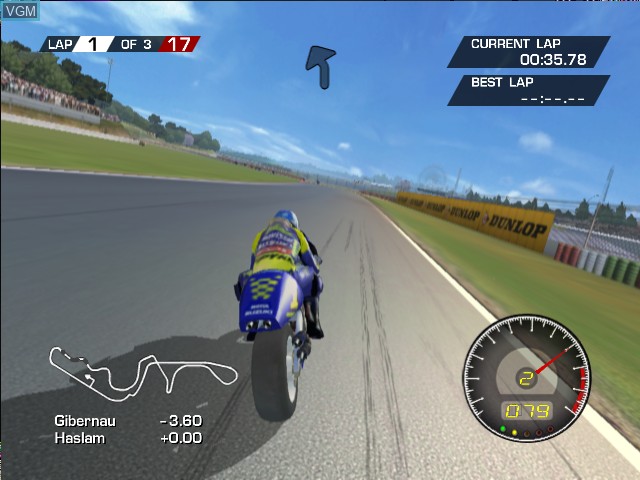 In-game screen of the game MotoGP on Microsoft Xbox