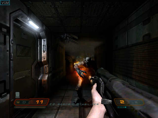 In-game screen of the game DOOM 3 on Microsoft Xbox
