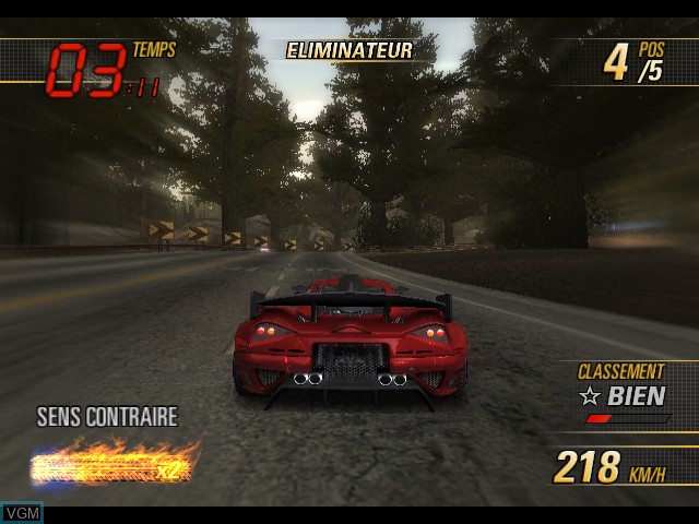 In-game screen of the game Burnout Revenge on Microsoft Xbox
