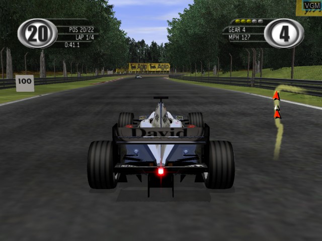 In-game screen of the game F1 2002 on Microsoft Xbox