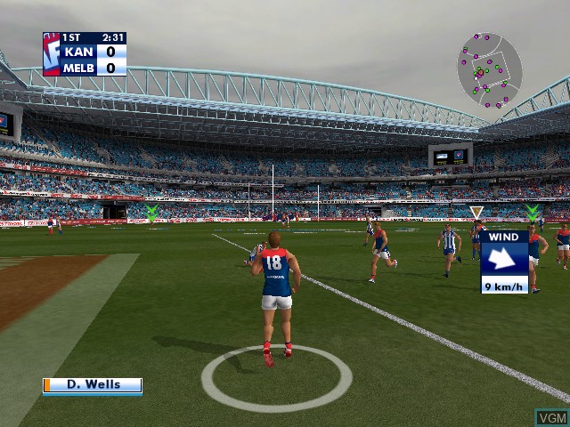 In-game screen of the game AFL Live Premiership Edition on Microsoft Xbox
