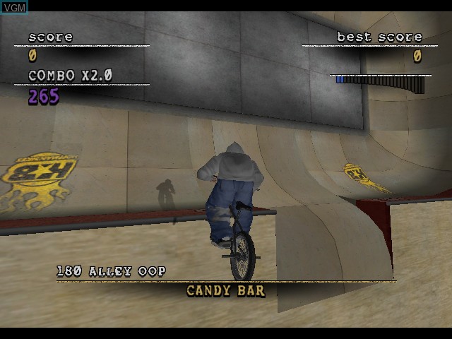 In-game screen of the game Mat Hoffman's Pro BMX 2 on Microsoft Xbox