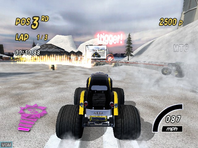 In-game screen of the game Monster 4X4 - World Circuit on Microsoft Xbox