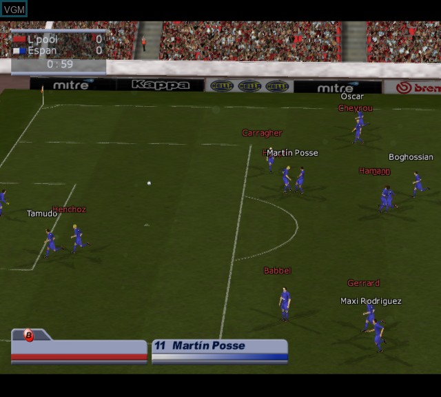 In-game screen of the game LMA Manager 2003 on Microsoft Xbox
