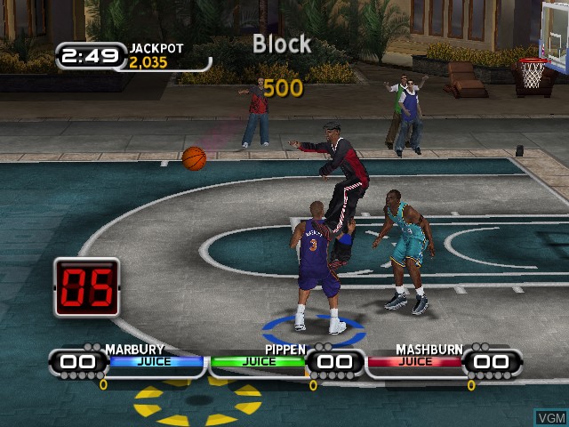 In-game screen of the game NBA Ballers on Microsoft Xbox