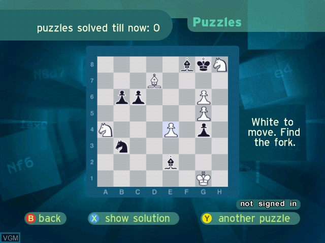 In-game screen of the game Chessmaster on Microsoft Xbox