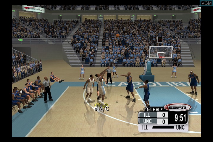 In-game screen of the game NCAA College Basketball 2K3 on Microsoft Xbox