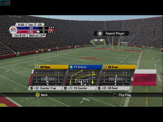 In-game screen of the game NCAA Football 06 on Microsoft Xbox