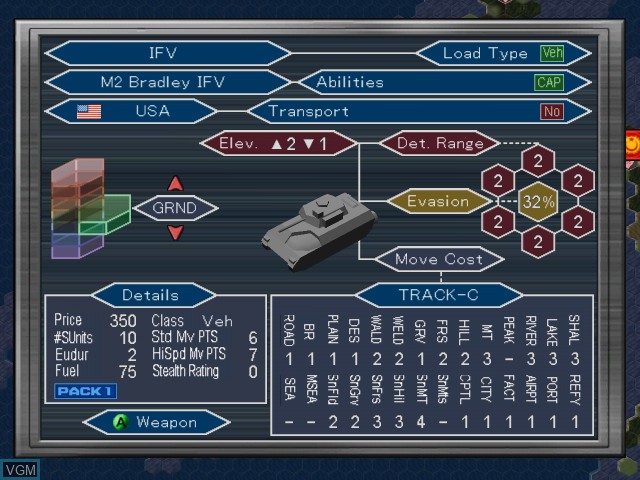 In-game screen of the game Daisenryaku VII on Microsoft Xbox