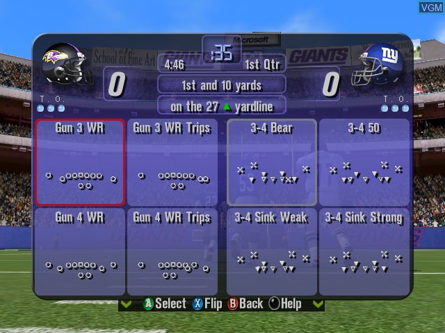In-game screen of the game NFL Fever 2002 on Microsoft Xbox