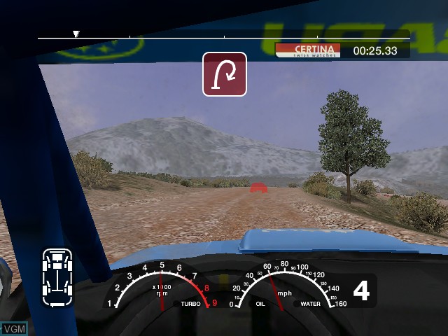 In-game screen of the game Colin McRae Rally 2005 on Microsoft Xbox