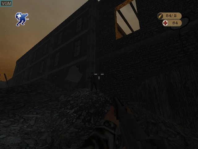 In-game screen of the game World War II Combat - Road to Berlin on Microsoft Xbox