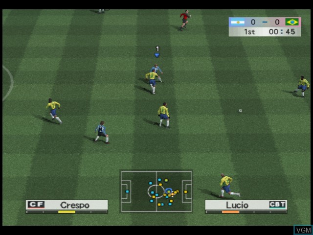 In-game screen of the game World Soccer Winning Eleven 8 International on Microsoft Xbox