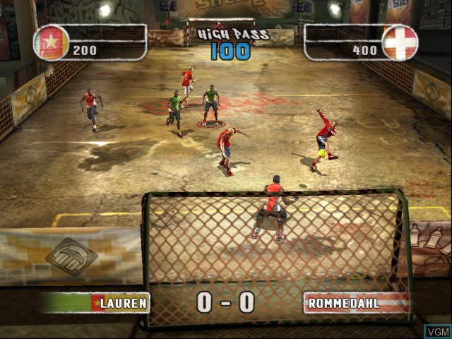 In-game screen of the game FIFA Street 2 on Microsoft Xbox