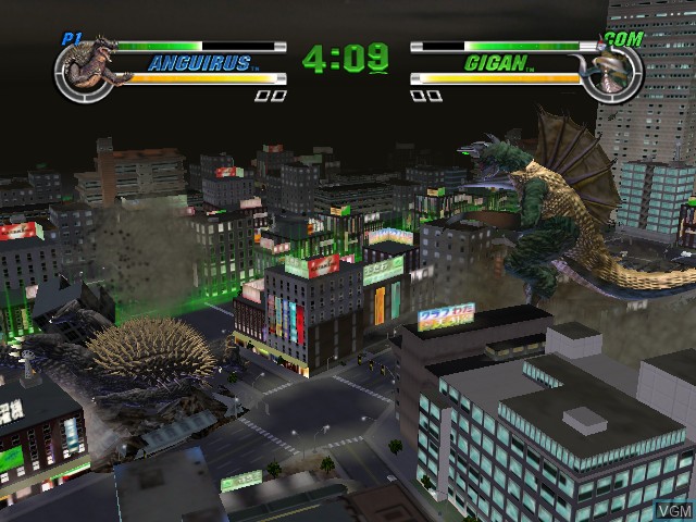 In-game screen of the game Godzilla - Destroy All Monsters Melee on Microsoft Xbox