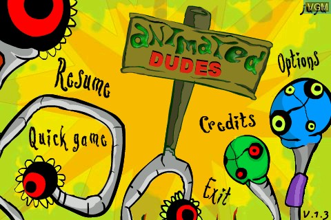 Menu screen of the game Animated Dudes on Tapwave Zodiac